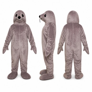 Seal Mascot Costume in Gray with Spotted Face Adult