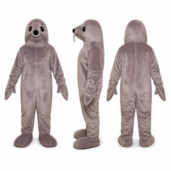 Seal Mascot Costume in Gray with Spotted Face Adult