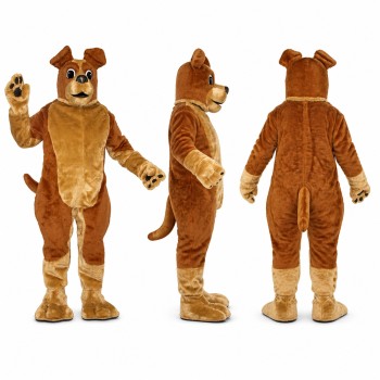 Dog Mascot Costume in Golden Brown with Long Tail Adult
