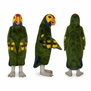 Parrot Mascot Costume in Green with Red and Yellow Head Adult