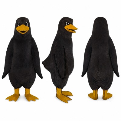 Penguin Mascot Costume in Black with Yellow Beak Adult