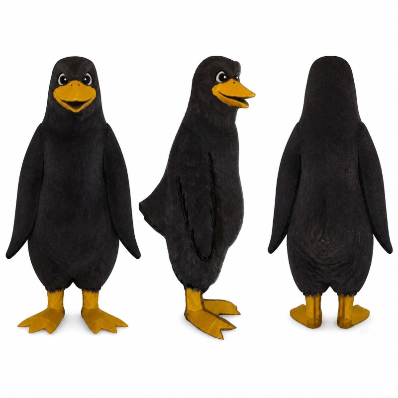 Penguin Mascot Costume in Black with Yellow Beak Adult