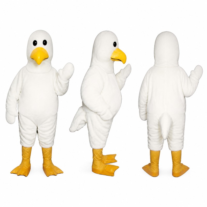 Adult Seagull Mascot Costume with Yellow Beak