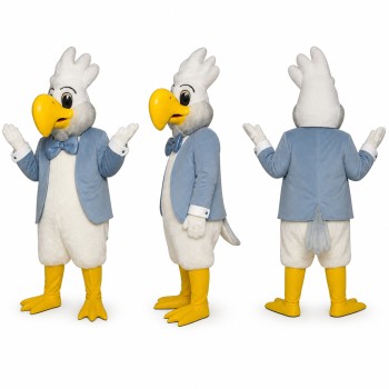 Eagle Mascot Costume in White with Blue Vest Adult