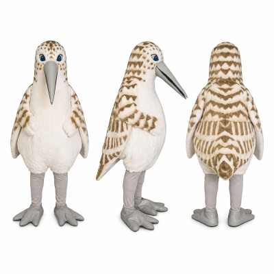 Snowy Owl Mascot Costume in White with Brown Spots Adult