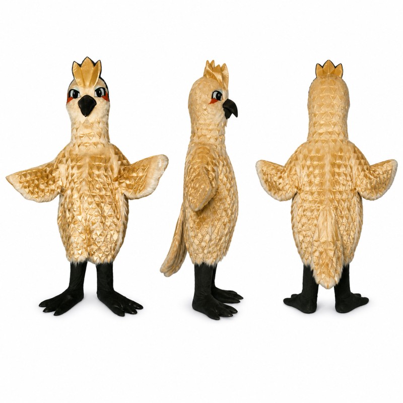 Owl Mascot Costume in Tan with Spotted Wings Adult