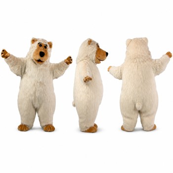 Polar Bear Mascot Costume in White with Golden Muzzle Adult