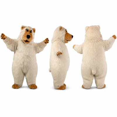 Polar Bear Mascot Costume in White with Golden Muzzle Adult