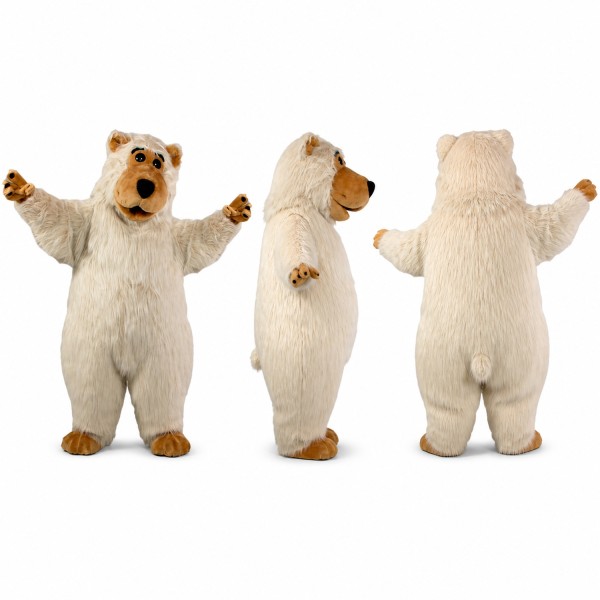Polar Bear Mascot Costume in White with Golden Muzzle Adult