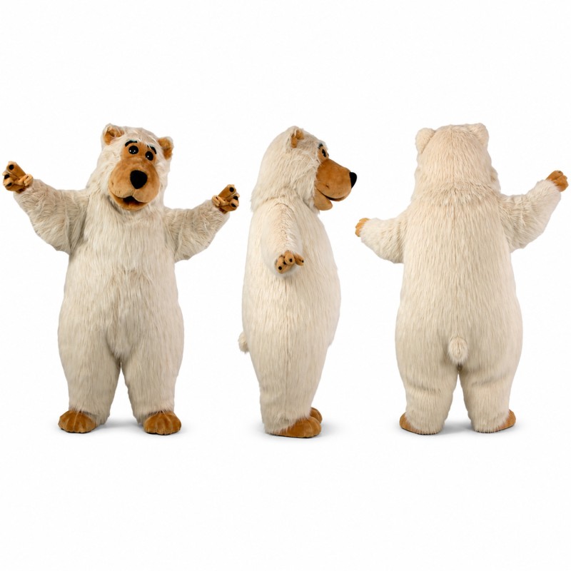 Polar Bear Mascot Costume in White with Golden Muzzle Adult