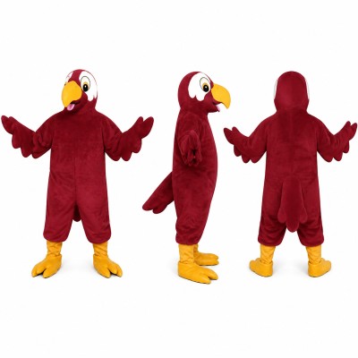 Parrot Mascot Costume in Red with Yellow Beak Adult