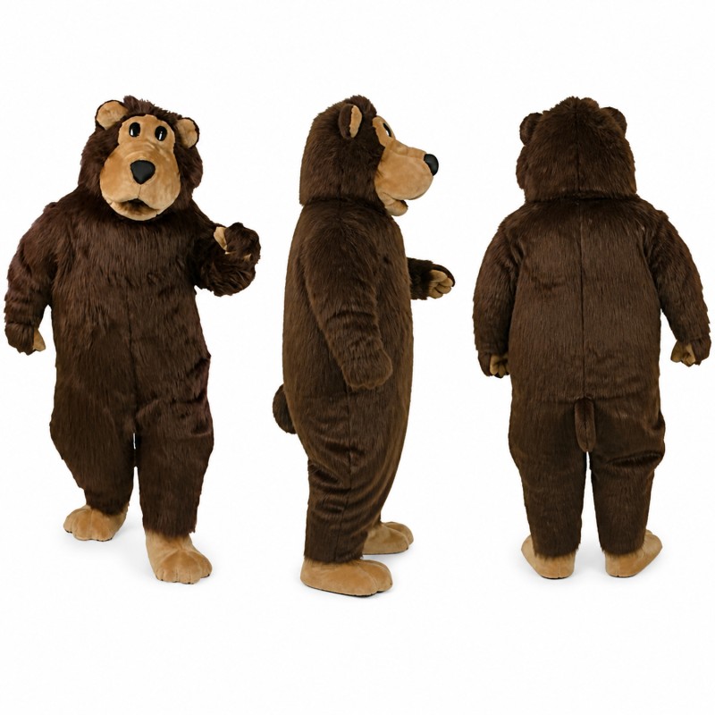 Bear Mascot Costume in Dark Brown with Tan Muzzle Adult