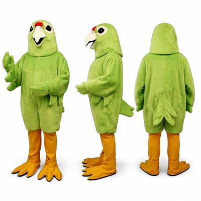 Parrot Mascot Costume in Light Green with Yellow Feet Adult