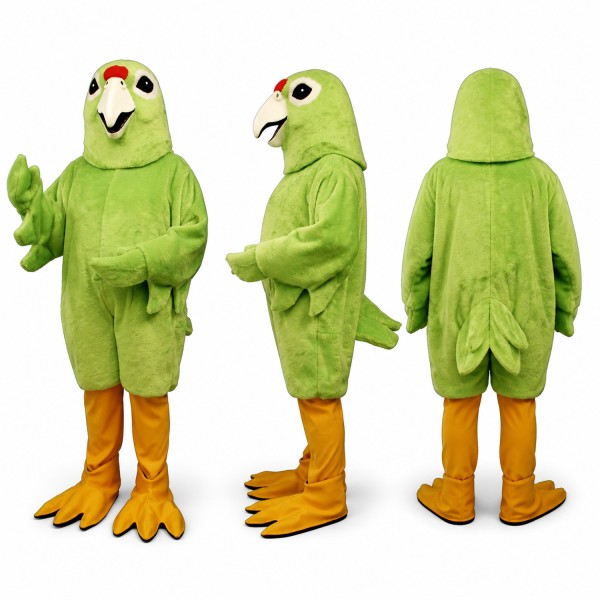 Parrot Mascot Costume in Light Green with Yellow Feet Adult