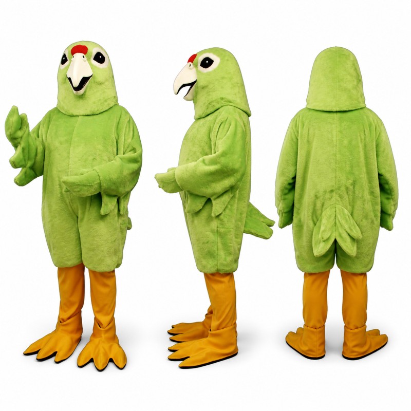 Parrot Mascot Costume in Light Green with Yellow Feet Adult