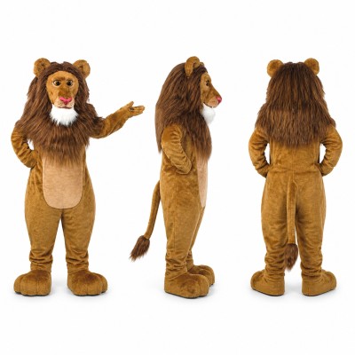 Lion Mascot Costume in Tan with Brown Mane Adult