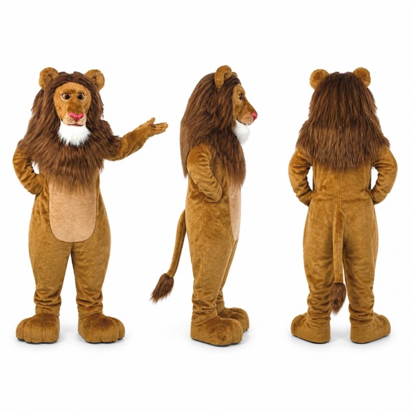 Lion Mascot Costume in Tan with Brown Mane Adult