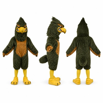 Hawk Mascot Costume in Dark Green with Brown Chest Adult