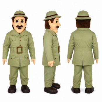 Military Officer Mascot Costume in Olive Green Uniform Adult