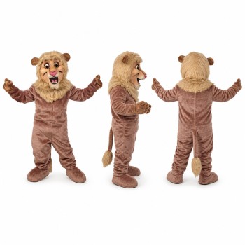 Lion Mascot Costume in Light Brown with Shaggy Mane Adult