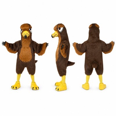 Eagle Mascot Costume in Brown with Yellow Beak and Feet Adult