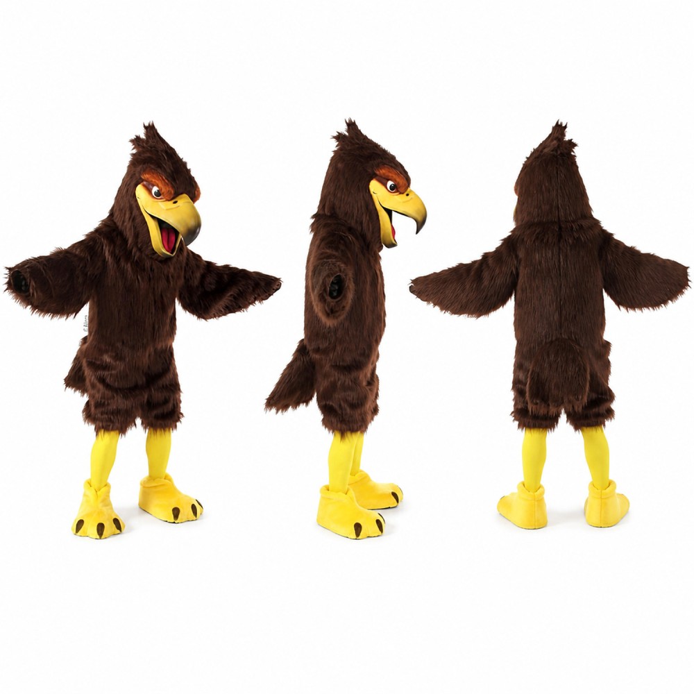 Eagle Mascot Costume in Dark Brown with Yellow Beak Adult