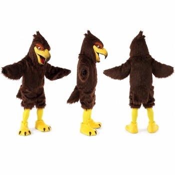 Eagle Mascot Costume in Dark Brown with Yellow Beak Adult
