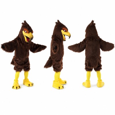 Eagle Mascot Costume in Dark Brown with Yellow Beak Adult