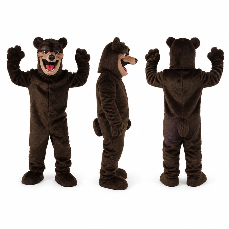 Black Bear Mascot Costume with Tan Muzzle Adult