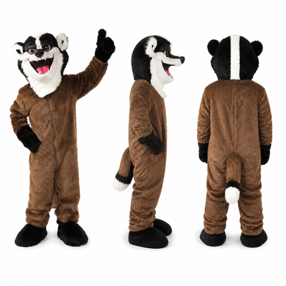 Badger Mascot Costume in Brown with White Face Adult Badger Mascot Costume in Brown with White Face Adult