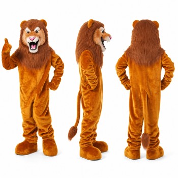 Lion Mascot Costume in Orange with Dark Mane Adult