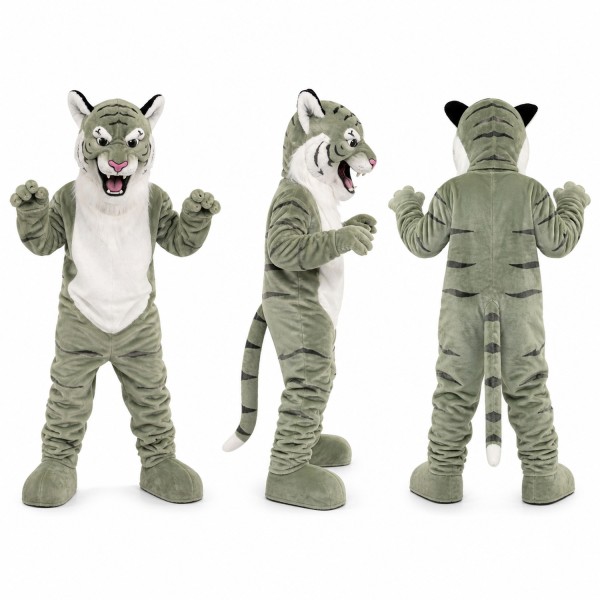 Adult Green Tiger Mascot Costume with Striped Tail