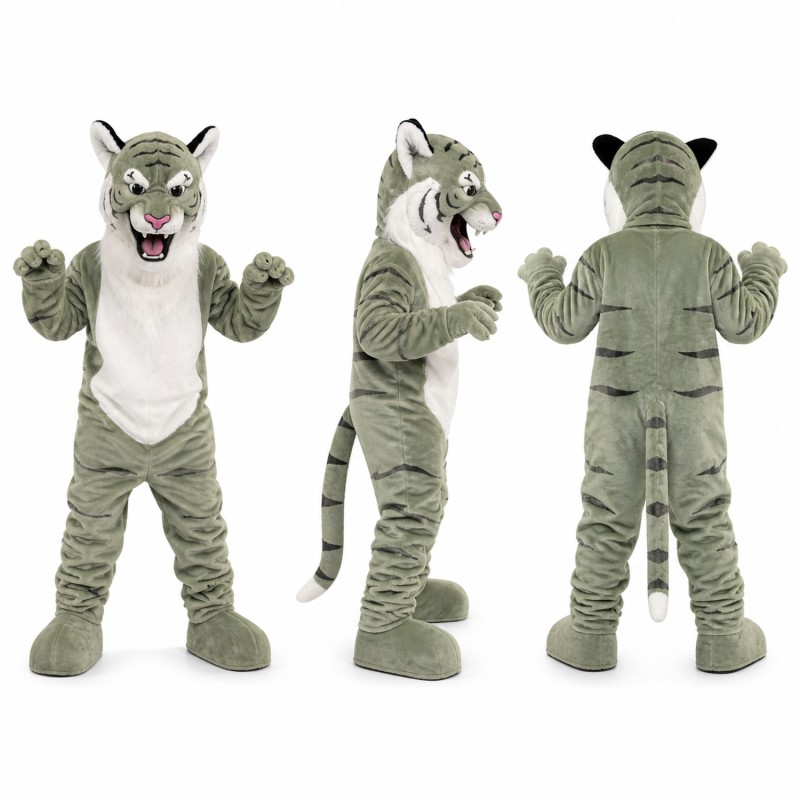 Adult Green Tiger Mascot Costume with Striped Tail