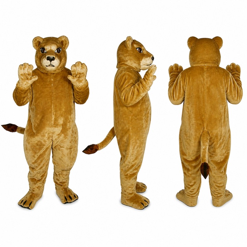 Lioness Mascot Costume in Tan with Long Tail Adult