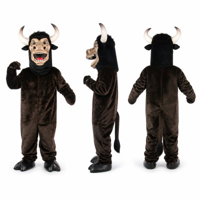 Minotaur Mascot Costume in Dark Brown with White Horns Adult