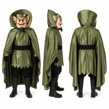 Vampire Mascot Costume in Green with Wide Collar and Cape Adult