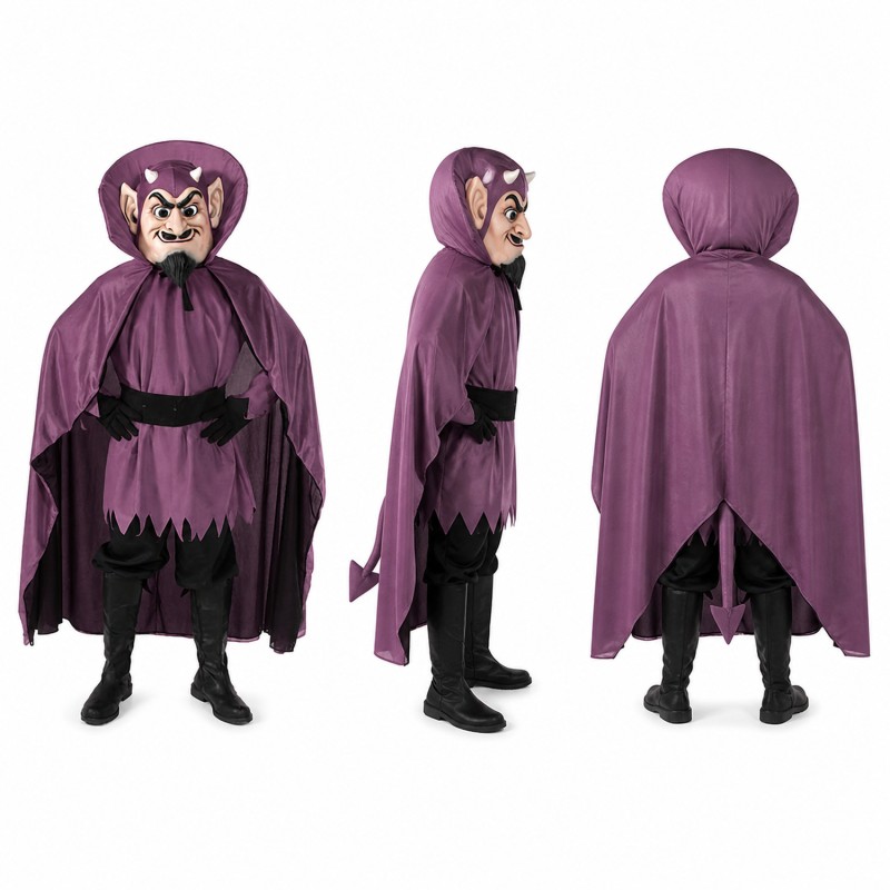 Vampire Mascot Costume in Purple with Hooded Cape Adult