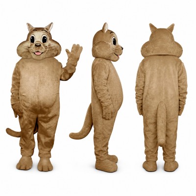 Cat Mascot Costume in Brown with Rounded Belly Adult