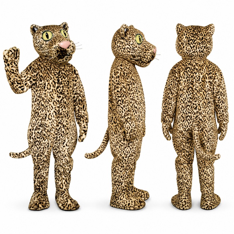 Leopard Mascot Costume in Tan with Black Spots Adult