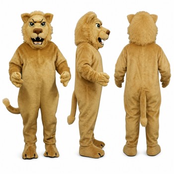 Cougar Mascot Costume in Tan with Open Mouth Adult