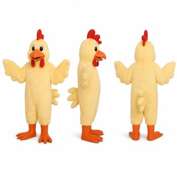 Chicken Mascot Costume in Yellow with Orange Feet Adult