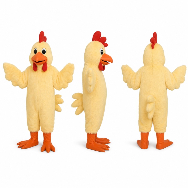 Chicken Mascot Costume in Yellow with Orange Feet Adult