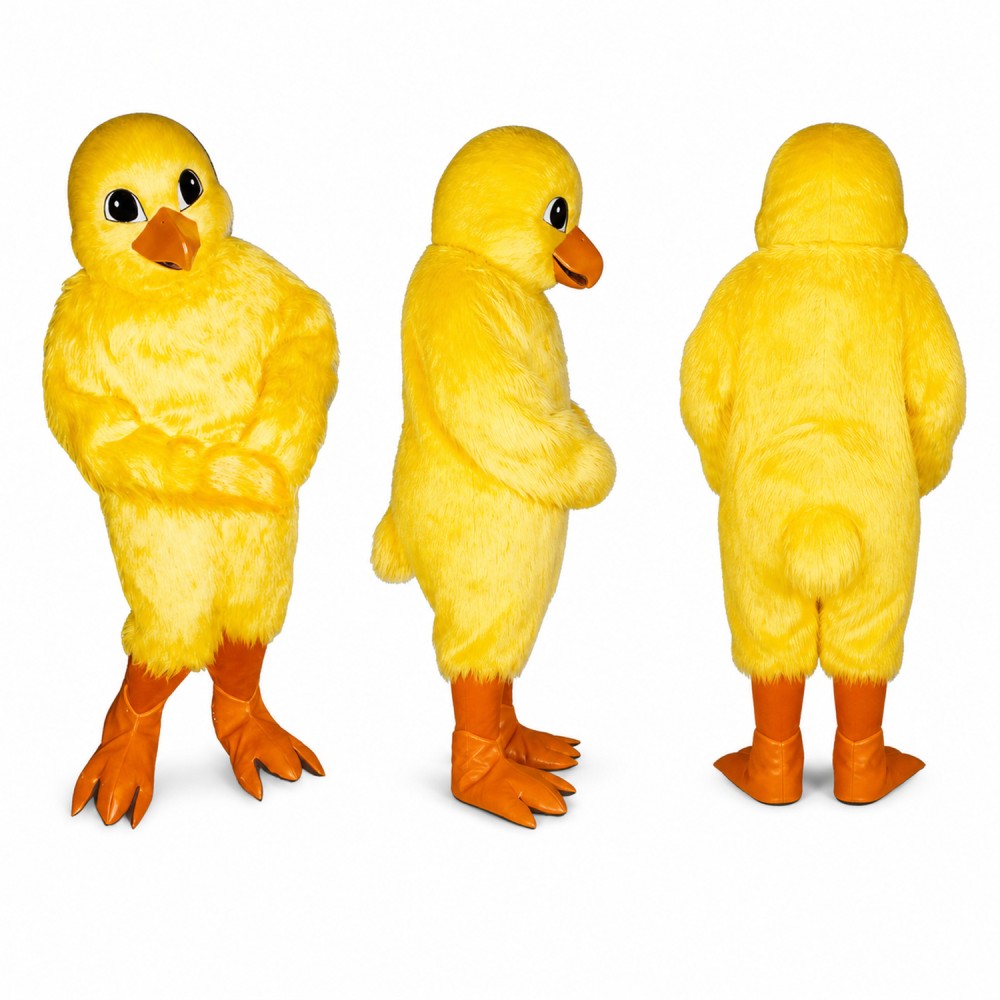 Chick Mascot Costume in Bright Yellow with Orange Feet Adult