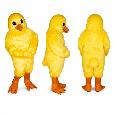 Chick Mascot Costume in Bright Yellow with Orange Feet Adult