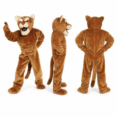 Cougar Mascot Costume in Tan with White Muzzle Adult
