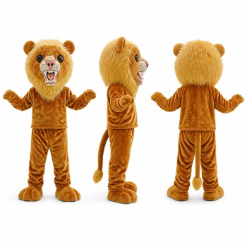 Lion Mascot Costume in Golden Brown with Shaggy Mane Adult