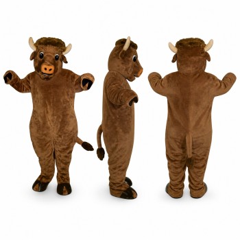 Bull Mascot Costume in Brown with Black Hooves Adult