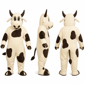 Cow Mascot Costume in Cream with Brown Spots Adult