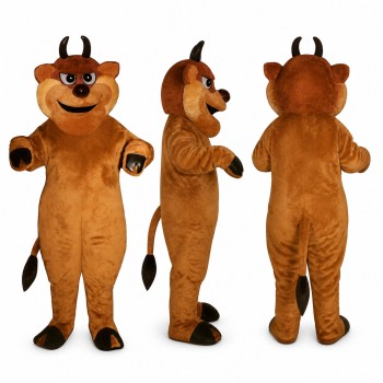 Bull Mascot Costume in Orange with Black Horns Adult