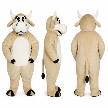 Cow Mascot Costume in Cream with White Face Adult